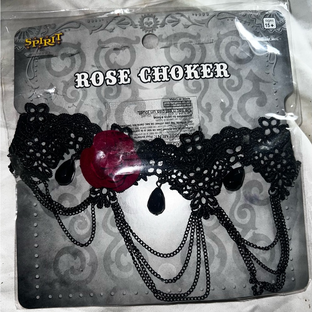 Spirit Halloween Black Lace Rose Choker